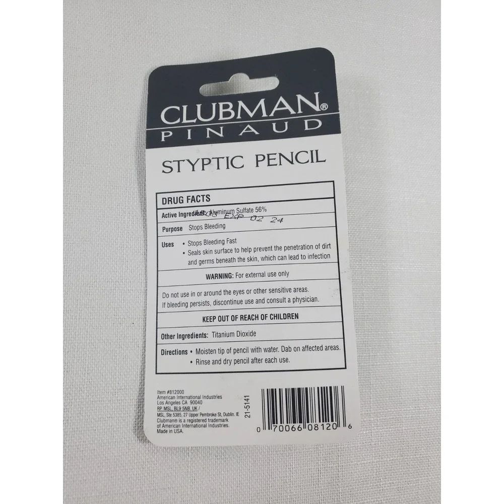 Clubman Pinaud Styptic Pencil Travel Size - 0.33 oz - Brand NEW/Sealed